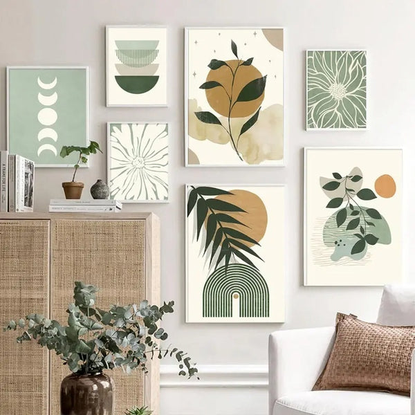 Botanical Wall Art – Green Plant Decorative Painting for Modern Home Decor