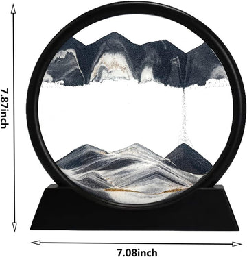 3D Dynamic Liquid Sand Art – Moving Sandscape in Round Glass for Relaxing Desk Decor