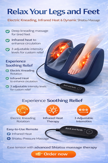 Electric Foot Massager Machine Automatic Kneading & Infrared Heat Therapy Foot Relaxation Device