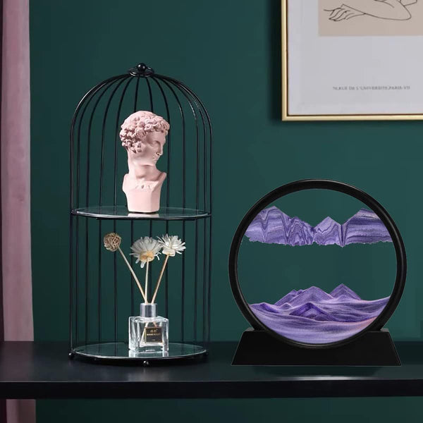 3D Dynamic Liquid Sand Art – Moving Sandscape in Round Glass for Relaxing Desk Decor
