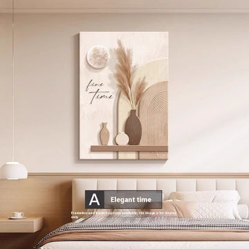 Cream Toned Abstract Line Art Mural – Minimalist Wall Decor with Modern Character Design