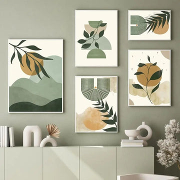 Botanical Wall Art – Green Plant Decorative Painting for Modern Home Decor