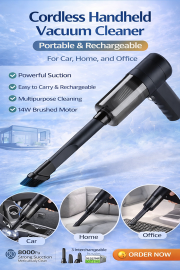 Wireless Handheld Vacuum Cleaner, Portable High-Suction Dust Collector for Home & Car