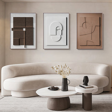 3D Geometric Morandi Wall Art – Abstract Silent Style Hanging Painting