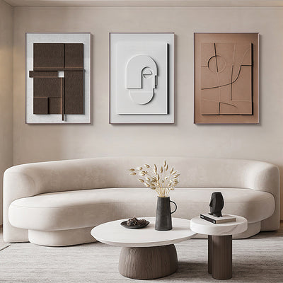 3D Geometric Morandi Wall Art – Abstract Silent Style Hanging Painting