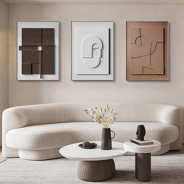 3D Geometric Morandi Wall Art – Abstract Silent Style Hanging Painting